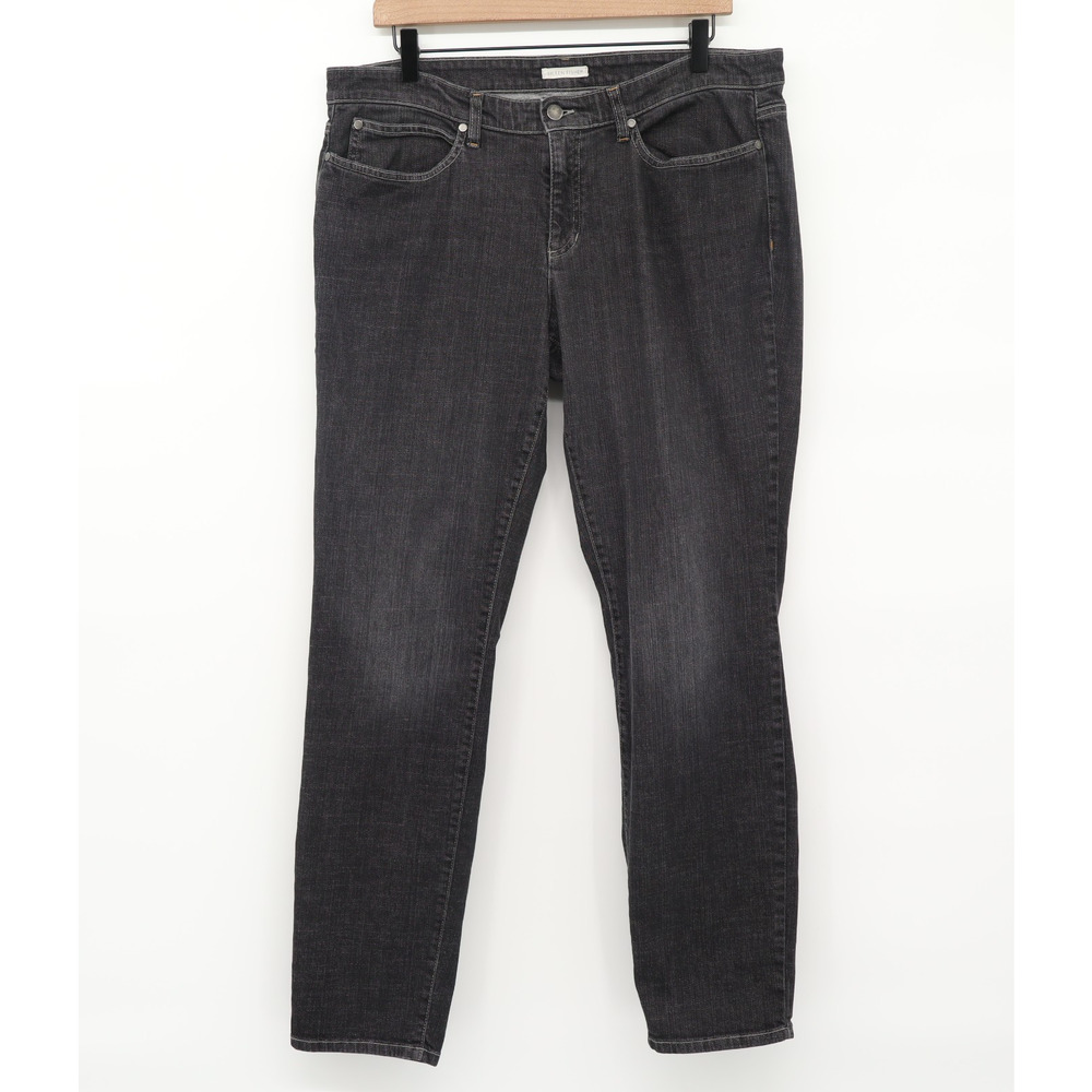 Eileen Fisher Women's Black Straight Leg Denim Jeans Sz 14